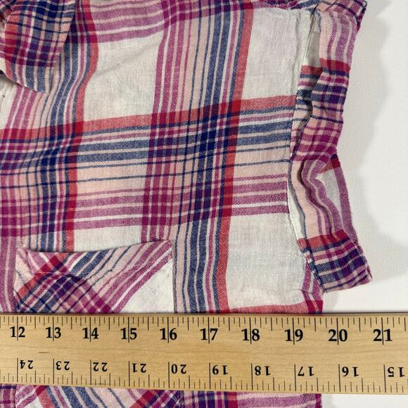 Rails Whitney Plaid Linen Rayon Button Down Shirt Women’s M Pink Fuchsia Summer - Picture 8 of 9